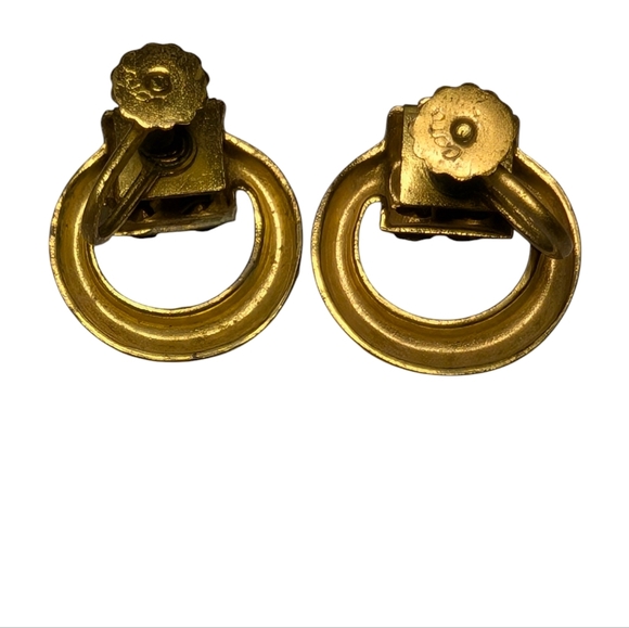 CORO Lilac Rhinestone Screw-back Gold Earrings Vintage Round Circle Signed - Picture 3 of 6